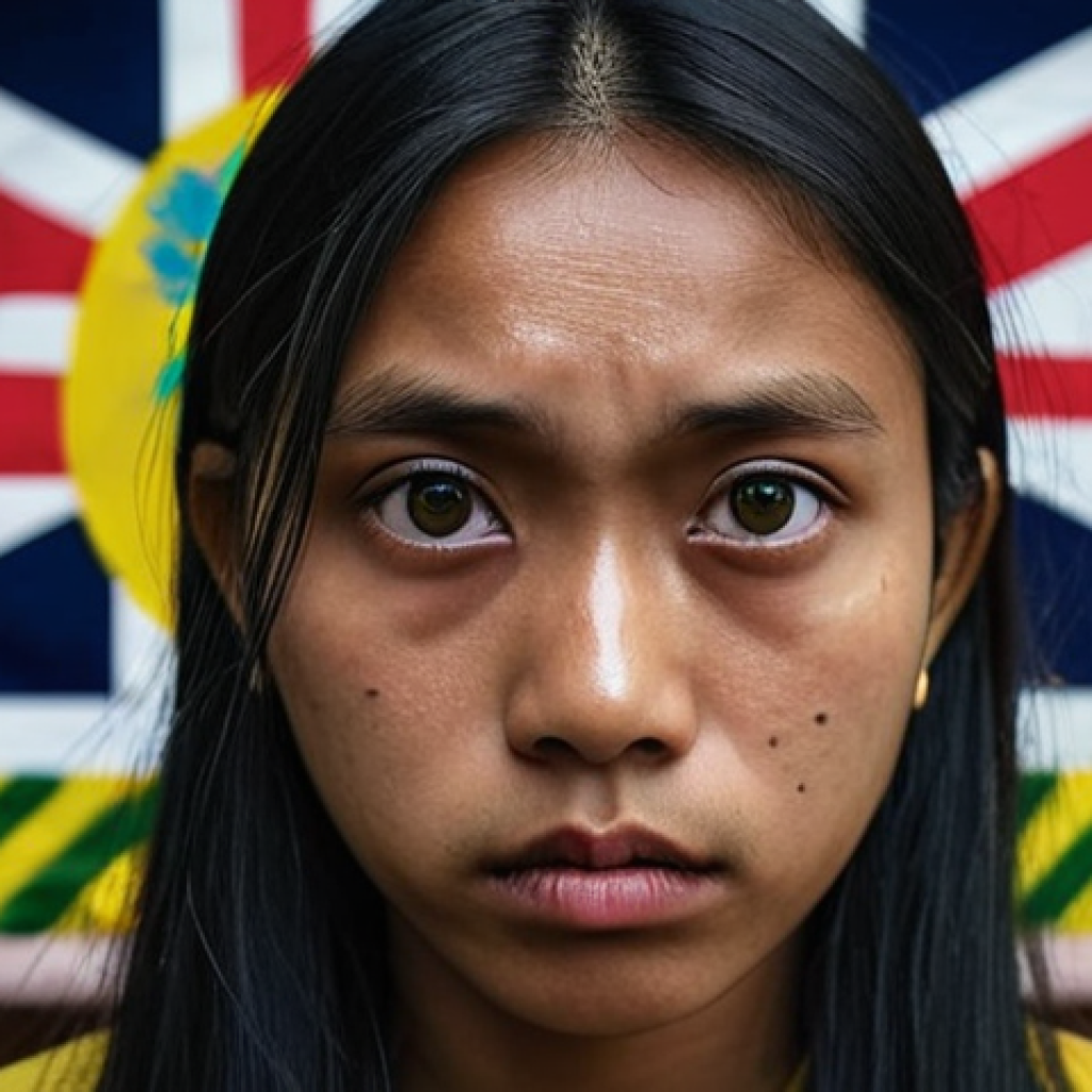 **

"Close-up, slightly dramatic portrait of a concerned Malaysian influencer looking directly at the viewer, with a blurred background showing subtle hints of a community center or school. The lighting should be soft but impactful, emphasizing the influencer's expression of worry and determination to educate about the dangers of drugs like ganja and methamphetamine in Fiji. Add a small Malaysian flag pin on their clothing."

**