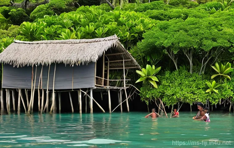 피지의 환경 보호 정책 - **"A vibrant community effort in a Fijian coastal village. Focus on a group of diverse Fijian people...
