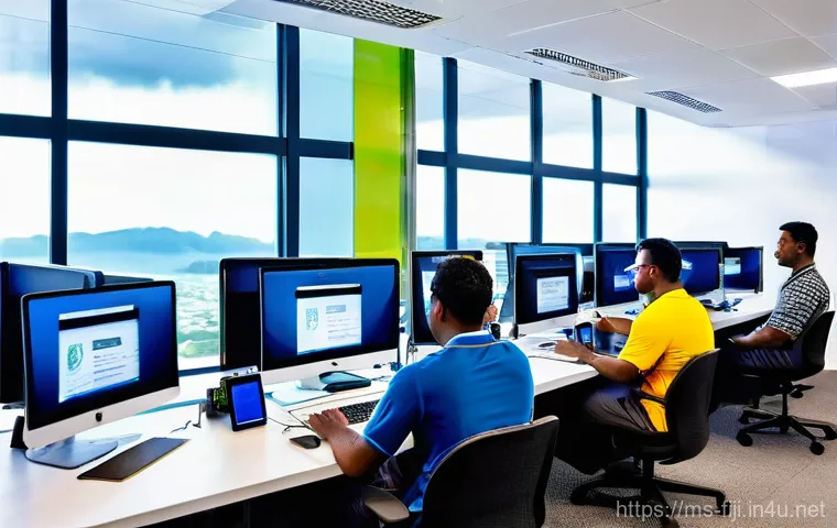 피지의 주요 산업 - **Digital Connectivity for Remote Communities in Fiji**
A heartwarming and authentic scene unfol... 피지의 주요 산업 - **Digital Connectivity for Remote Communities in Fiji**
A heartwarming and authentic scene unfol...